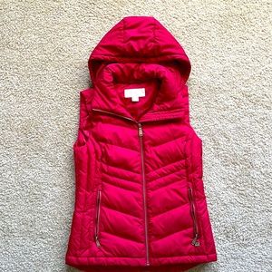 MK Michael Kors Women Red Vest Hoodie Front Zip XS